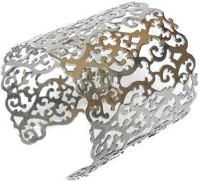 LCND- Designer Metal Cuff Bracelet -Silver
