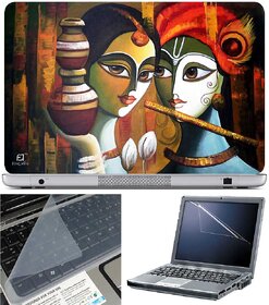 Finearts Laptop Skin Radha Krishna Painting With Screen Guard And Key Protector - Size 15.6 Inch