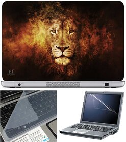Finearts Laptop Skin Lion Face Effect With Screen Guard And Key Protector - Size 15.6 Inch