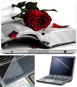 Finearts Laptop Skin Rose Book With Screen Guard And Key Protector - Size 15.6 Inch