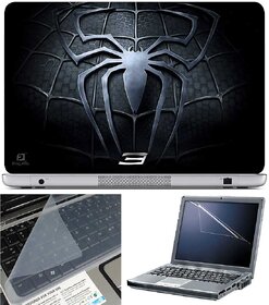 Finearts Laptop Skin Black Spider Chest With Screen Guard And Key Protector - Size 15.6 Inch