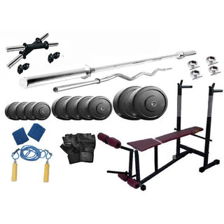                       Protoner 30 Kgs PVC Weight With 6 In 1 Bench Home Gym Package                                              