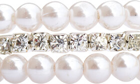 CZ Stone and Pearl Bracelet By Sparkling Jewellery (Free Size)
