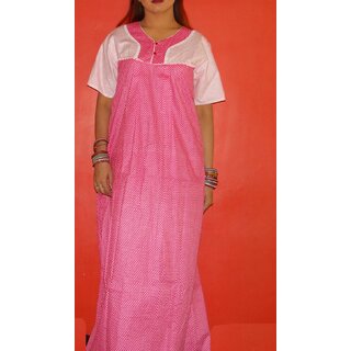                       Womens Cotton Pink Nighty Tiny Dots Daily Night Gown Slip Lounge Bed Gift 1 Fun                                              