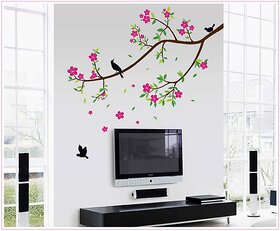 Jaamso Royals 'Twitter And Fragrance Of Flowers  ' Wall Sticker (PVC Vinyl, 90 cm X 60 cm, Decorative Stickers)