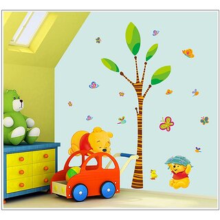                       Jaamso Royals '  Winnie the Pooh Paradise Home Decor Cartoon' Wall Sticker (PVC Vinyl, 70 cm X 50 cm, Decorative Stickers)                                              