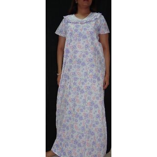                       Womens Cotton Floral Printed Nighty New Night Gown For Any Age Daily Bed Wear                                              