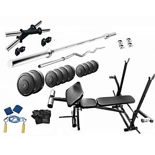                       Protoner 22 Kgs PVC weight with 7 in 1 Bench home gym package                                              