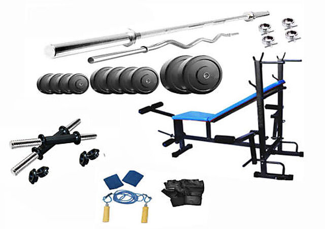 Buy Protoner 50 Kgs PVC weight with 8 in 1 Bench home gym package