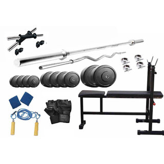                       Protoner 32 Kgs PVC weight with 3 in 1 Bench home gym package                                              