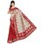 Sharda Creation Red  Beige Bhagalpuri Block Printed Saree