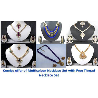 Buy Combo Offer of Multicolour Necklace Set with Free Purple