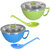 TRUENOW Ventures Pvt. Ltd. Multicolor Melamine with inside Steel Combo 2 Bowl with Lid + 2 Soup Spoon Set