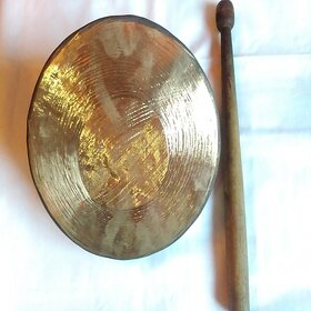 Rare Indian Sacred Bell Metal Gong Dia 8inch For Pooja with Free Stick