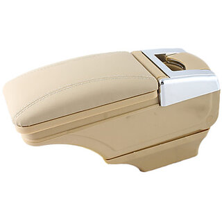 Beige Fancy Armrest with chrome design - Compatible with all kind of cars