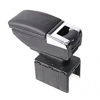 Black Fancy Armrest with chrome design - Compatible with all kind of cars
