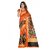 Meia Orange Bhagalpuri Silk Block Print Saree With Blouse