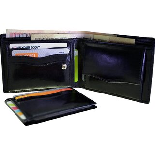                       Arpera Black Genuine Leather Mens Wallet With Detachable Card Holder C11431-1                                              