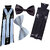 Ws deal unisex black and white stretchable suspender with bow combo