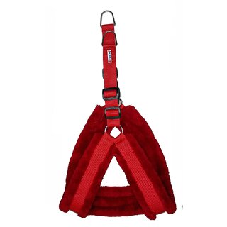 Petshop7 Nylon Dog Harness with Fur 1.25 inch Large - Red (Chest Size  28-34)