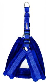 Petshop7 Nylon Dog Harness with Fur 1.25 inch Large - Blue (Chest Size  28-34)