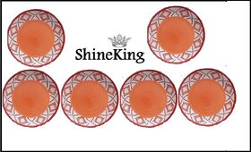 Dinner Plate in Royal Orange Colour with Shiny Star Pattern (Set of 6 ) Art by ShineKing