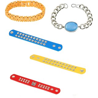 Goldnera Colorfull Leather Brand & Salman Khan Adjustable Bracelet  For Men/Boys 