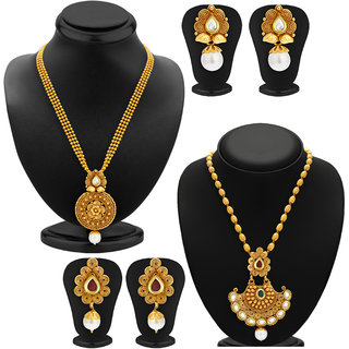 Sukkhi Gold Plated Alloy Necklace Set For Women (Set of 2)