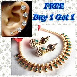                       Buy 1 get 1 free multi color pearl necklace set                                              