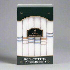 Set Of 6 Lining Design Men's Handkerchiefs | 100% Pure Cotton & Pocket Square Hankies|Classic Plaid Pattern