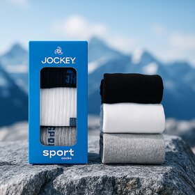 Jockey Mens Sports Ankle Length Cotton Blend Socks (1 Box with 3 Pair)