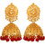 Goldnera Gold Plated Gold And Red Bead Jhumkis For Women
