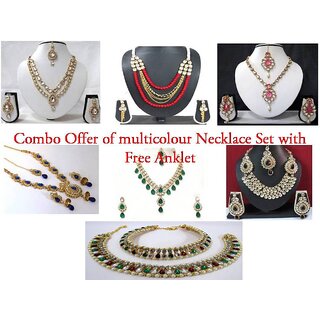Multicolour Necklace Set with Free Anklet Multicolour Necklace Set with Free Anklet
