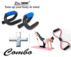 PROTONER COMBO SET OF PUSHUPBAR + STRETCH TUBE