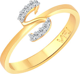 Vighnaharta initial ''S'' Letter (CZ) Gold and Rhodium Plated Alloy Ring for Girls and Women - VFJ1191FRG16