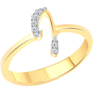                       Vighnaharta initial ''J'' Letter (CZ) Gold and Rhodium Plated Alloy Ring for Girls and Women - VFJ1187FRG16                                              