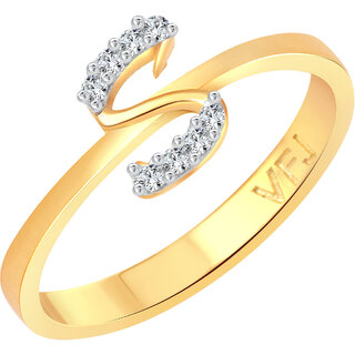 Vighnaharta initial ''S'' Letter (CZ) Gold and Rhodium Plated Alloy Ring for Girls and Women - VFJ1191FRG16