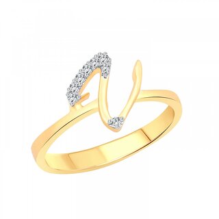 Vighnaharta initial ''V'' Letter (CZ) Gold and Rhodium Plated Ring For Girls - VFJ1186FRG16 Vighnaharta initial ''V'' Letter (CZ) Gold and Rhodium Plated Ring For Girls - VFJ1186FRG16