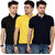 Grand Bear Men's Multicolor Regular Collar T-Shirt (Pack Of 3)