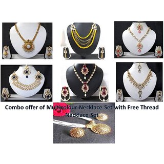                       Multicolour Necklace Set with Free Thread Necklace set                                              