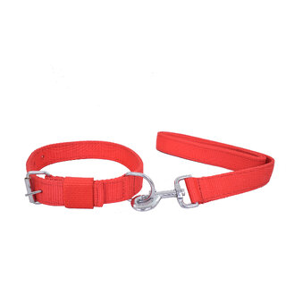 Fashion Box Red Dog Collar and Leash (Collar and Leash width 1.25 inch)