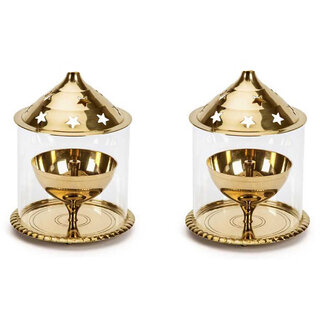 Decorate india Brass small Akhand diya set