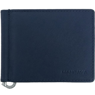 Mandava genuine safiano leather dark blue money clip wallet cum credit card...