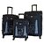 Timus Morocco Spinner Set Of 3 Blue 4 Wheel Trolley Suitcase Expandable  Cabin and Check-in Luggage (Blue)