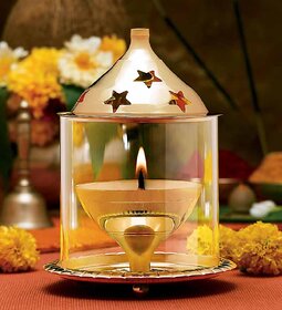 Yadav Decor Brass Akahand Glass Table Diya