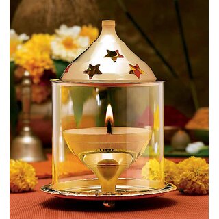 Yadav Decor Brass Akahand Glass Table Diya