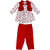 Girls Red And White Frock With Leggings