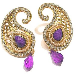 Purple kundan drop pearl mango polki earring Purple kundan drop pearl mango polki earring