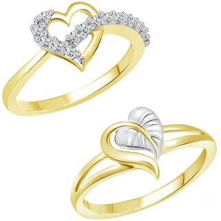 Vighnaharta Valentine's Bash CZ Gold and Rhodium Plated Alloy Finger Ring set for Women and Girls
