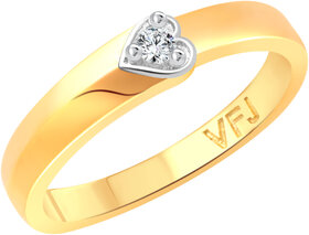 Vighnaharta Dreaming Heart Band CZ Gold and Rhodium Plated Alloy Ring for Women and Girls